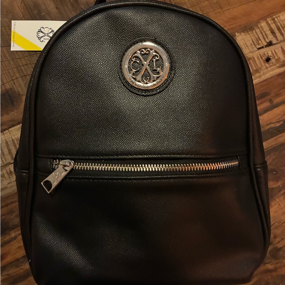 Christian Lacroix Black Backpack with Silver Accents